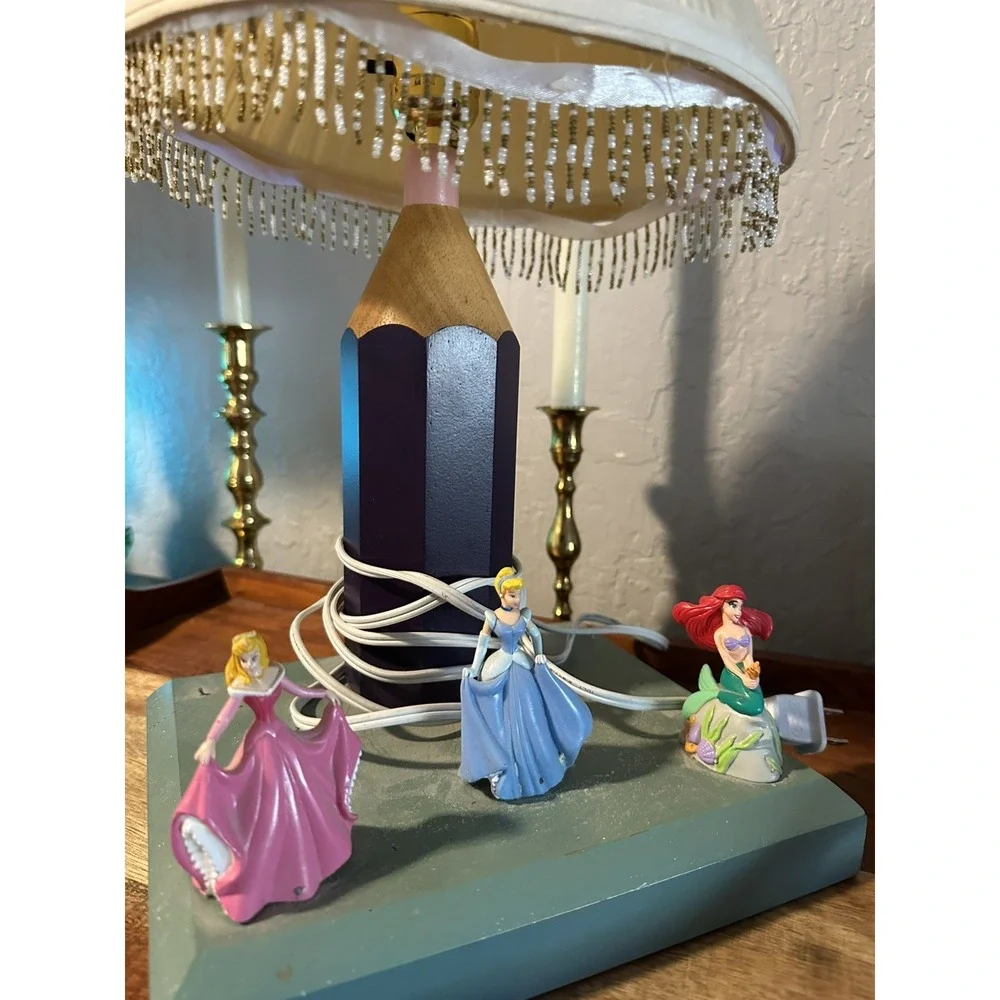 Vintage Disney Princess Table Lamp Cinderella Aurora & Ariel